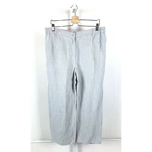 ELENA GRUNERT 48 US 18 20 Ticking Stripe Pants Linen Viscose Gray White Germany